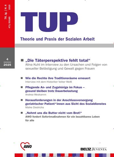Titelbild der Ausgabe 4/2025 von TUP Theorie und Praxis der Sozialen Arbeit. Diese Zeitschrift und viele weitere Zeitschriften für Pädagogik als Abo oder epaper bei United Kiosk online kaufen.