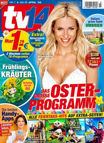 Titelbild der Ausgabe 7/2026 von TV 14. Diese Zeitschrift und viele weitere Programmzeitschriften als Abo oder epaper bei United Kiosk online kaufen.
