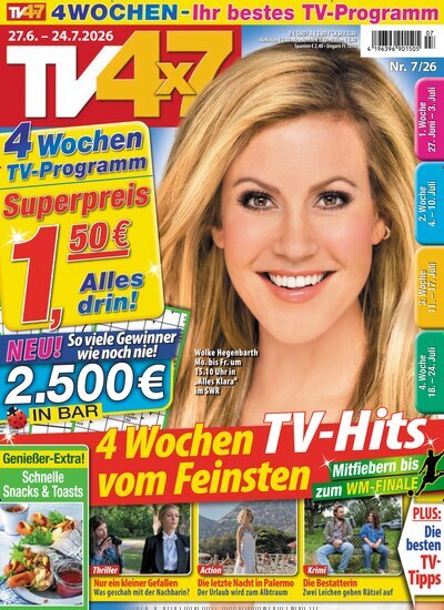 Titelbild der Ausgabe 7/2026 von TV 4x7. Diese Zeitschrift und viele weitere Programmzeitschriften als Abo oder epaper bei United Kiosk online kaufen.