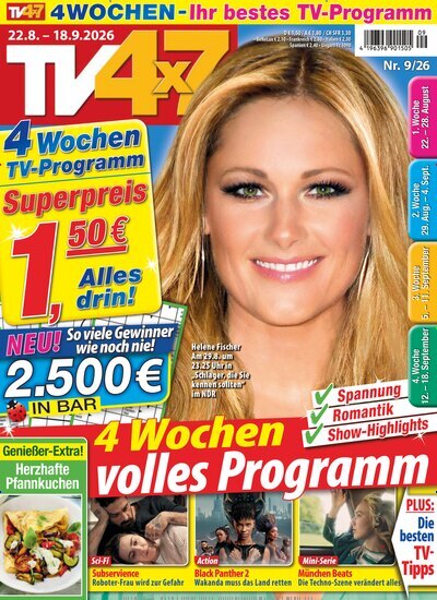 Titelbild der Ausgabe 9/2026 von TV 4x7. Diese Zeitschrift und viele weitere Programmzeitschriften als Abo oder epaper bei United Kiosk online kaufen.