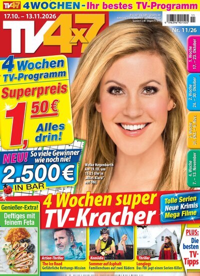 Titelbild der Ausgabe 11/2026 von TV 4x7. Diese Zeitschrift und viele weitere Programmzeitschriften als Abo oder epaper bei United Kiosk online kaufen.