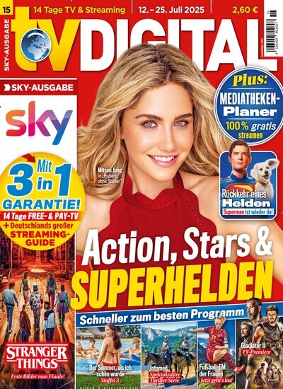 Titelbild der Ausgabe 15/2025 von TV Digital Sky Kabel Ausgabe. Diese Zeitschrift und viele weitere Programmzeitschriften als Abo oder epaper bei United Kiosk online kaufen.