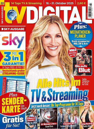 Titelbild der Ausgabe 22/2025 von TV Digital Sky Kabel Ausgabe. Diese Zeitschrift und viele weitere Programmzeitschriften als Abo oder epaper bei United Kiosk online kaufen.