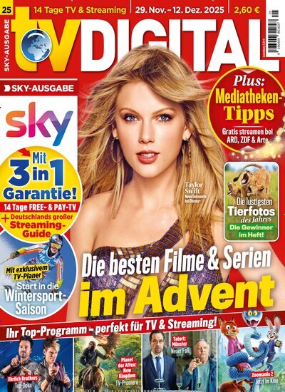 Titelbild der Ausgabe 25/2025 von TV Digital Sky Kabel Ausgabe. Diese Zeitschrift und viele weitere Programmzeitschriften als Abo oder epaper bei United Kiosk online kaufen.