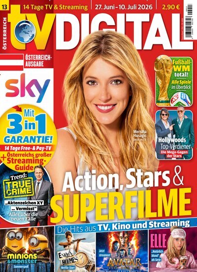 Titelbild der Ausgabe 13/2026 von TV Digital Sky Österreich. Diese Zeitschrift und viele weitere Programmzeitschriften als Abo oder epaper bei United Kiosk online kaufen.