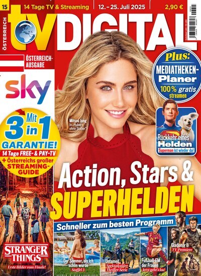 Titelbild der Ausgabe 15/2025 von TV Digital Sky Österreich. Diese Zeitschrift und viele weitere Programmzeitschriften als Abo oder epaper bei United Kiosk online kaufen.