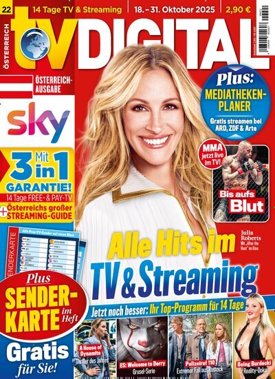 Titelbild der Ausgabe 22/2025 von TV Digital Sky Österreich. Diese Zeitschrift und viele weitere Programmzeitschriften als Abo oder epaper bei United Kiosk online kaufen.