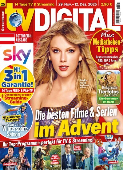 Titelbild der Ausgabe 25/2025 von TV Digital Sky Österreich. Diese Zeitschrift und viele weitere Programmzeitschriften als Abo oder epaper bei United Kiosk online kaufen.