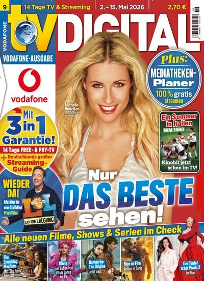 Titelbild der Ausgabe 9/2026 von TV Digital Vodafone. Diese Zeitschrift und viele weitere Programmzeitschriften als Abo oder epaper bei United Kiosk online kaufen.