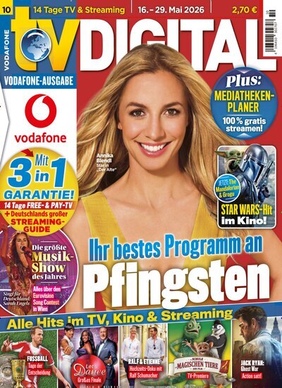 Titelbild der Ausgabe 10/2026 von TV Digital Vodafone. Diese Zeitschrift und viele weitere Programmzeitschriften als Abo oder epaper bei United Kiosk online kaufen.