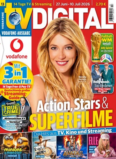 Titelbild der Ausgabe 13/2026 von TV Digital Vodafone. Diese Zeitschrift und viele weitere Programmzeitschriften als Abo oder epaper bei United Kiosk online kaufen.