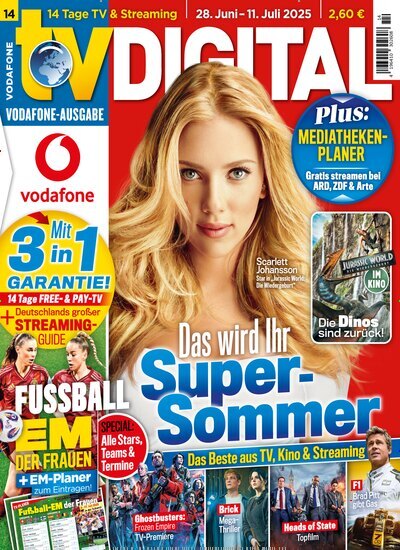 Titelbild der Ausgabe 14/2025 von TV Digital Vodafone. Diese Zeitschrift und viele weitere Programmzeitschriften als Abo oder epaper bei United Kiosk online kaufen.