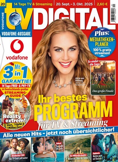 Titelbild der Ausgabe 20/2025 von TV Digital Vodafone. Diese Zeitschrift und viele weitere Programmzeitschriften als Abo oder epaper bei United Kiosk online kaufen.