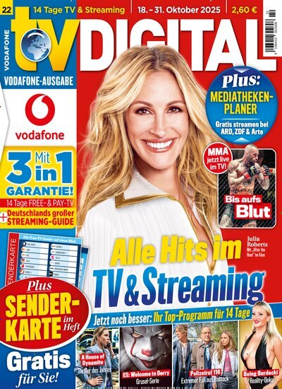 Titelbild der Ausgabe 22/2025 von TV Digital Vodafone. Diese Zeitschrift und viele weitere Programmzeitschriften als Abo oder epaper bei United Kiosk online kaufen.
