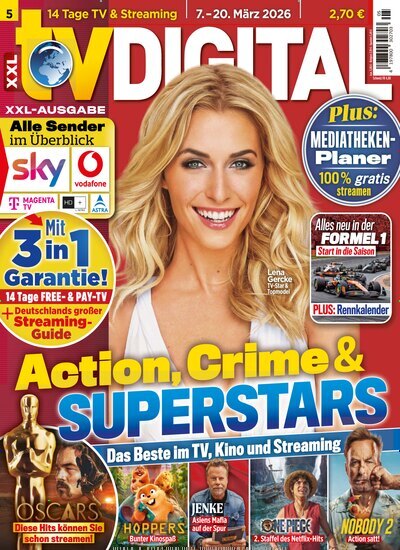 Titelbild der Ausgabe 5/2026 von TV Digital XXL-Ausgabe. Diese Zeitschrift und viele weitere Programmzeitschriften als Abo oder epaper bei United Kiosk online kaufen.