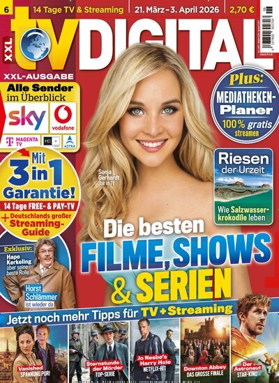 Titelbild der Ausgabe 6/2026 von TV Digital XXL-Ausgabe. Diese Zeitschrift und viele weitere Programmzeitschriften als Abo oder epaper bei United Kiosk online kaufen.