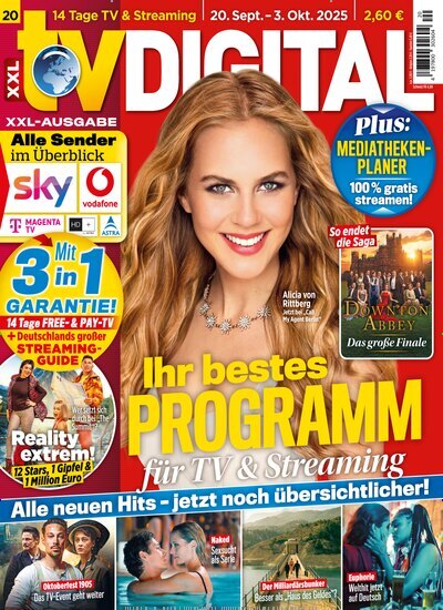 Titelbild der Ausgabe 20/2025 von TV Digital XXL-Ausgabe. Diese Zeitschrift und viele weitere Programmzeitschriften als Abo oder epaper bei United Kiosk online kaufen.