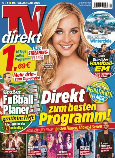 Titelbild der Ausgabe 1/2026 von TV direkt. Diese Zeitschrift und viele weitere Programmzeitschriften als Abo oder epaper bei United Kiosk online kaufen.