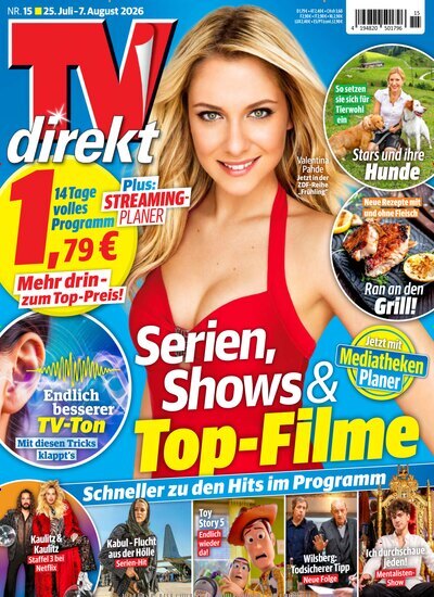 Titelbild der Ausgabe 15/2026 von TV direkt. Diese Zeitschrift und viele weitere Programmzeitschriften als Abo oder epaper bei United Kiosk online kaufen.