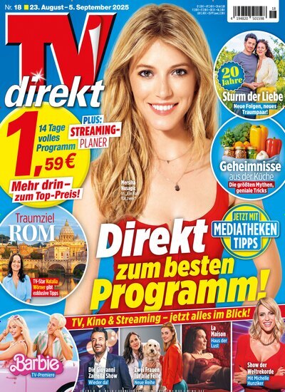 Titelbild der Ausgabe 18/2025 von TV direkt. Diese Zeitschrift und viele weitere Programmzeitschriften als Abo oder epaper bei United Kiosk online kaufen.