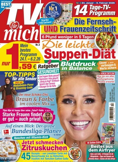 Titelbild der Ausgabe 2/2026 von TV für mich. Diese Zeitschrift und viele weitere Programmzeitschriften als Abo oder epaper bei United Kiosk online kaufen.