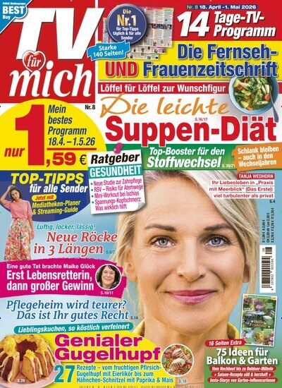 Titelbild der Ausgabe 8/2026 von TV für mich. Diese Zeitschrift und viele weitere Programmzeitschriften als Abo oder epaper bei United Kiosk online kaufen.