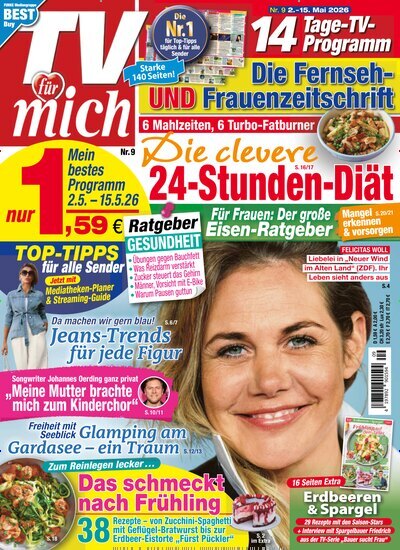 Titelbild der Ausgabe 9/2026 von TV für mich. Diese Zeitschrift und viele weitere Programmzeitschriften als Abo oder epaper bei United Kiosk online kaufen.