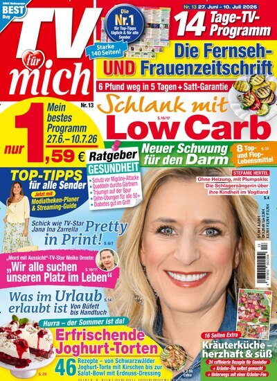 Titelbild der Ausgabe 13/2026 von TV für mich. Diese Zeitschrift und viele weitere Programmzeitschriften als Abo oder epaper bei United Kiosk online kaufen.