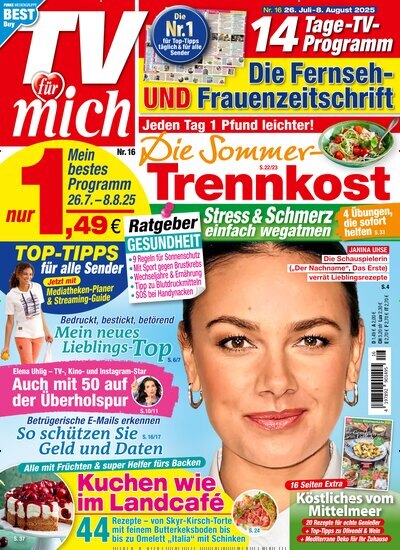 Titelbild der Ausgabe 16/2025 von TV für mich. Diese Zeitschrift und viele weitere Programmzeitschriften als Abo oder epaper bei United Kiosk online kaufen.