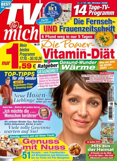 Titelbild der Ausgabe 21/2026 von TV für mich. Diese Zeitschrift und viele weitere Programmzeitschriften als Abo oder epaper bei United Kiosk online kaufen.