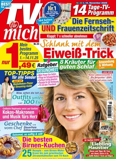 Titelbild der Ausgabe 23/2025 von TV für mich. Diese Zeitschrift und viele weitere Programmzeitschriften als Abo oder epaper bei United Kiosk online kaufen.