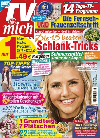 Titelbild der Ausgabe 25/2025 von TV für mich. Diese Zeitschrift und viele weitere Programmzeitschriften als Abo oder epaper bei United Kiosk online kaufen.