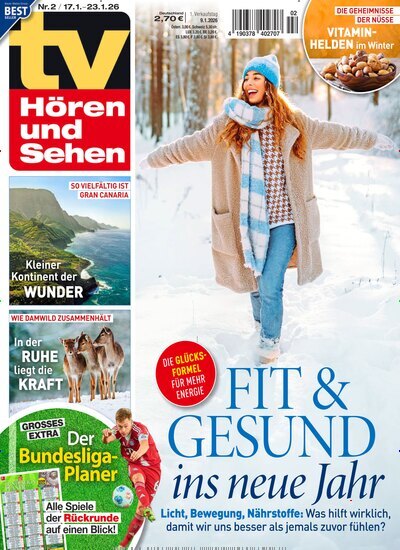 Titelbild der Ausgabe 2/2026 von TV Hören und Sehen. Diese Zeitschrift und viele weitere Programmzeitschriften als Abo oder epaper bei United Kiosk online kaufen.