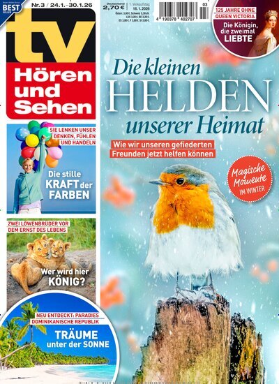Titelbild der Ausgabe 3/2026 von TV Hören und Sehen. Diese Zeitschrift und viele weitere Programmzeitschriften als Abo oder epaper bei United Kiosk online kaufen.