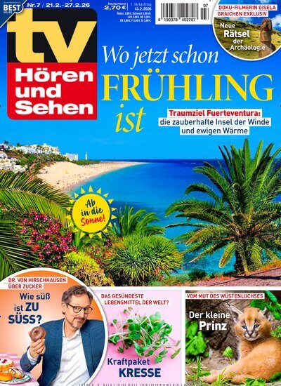 Titelbild der Ausgabe 7/2026 von TV Hören und Sehen. Diese Zeitschrift und viele weitere Programmzeitschriften als Abo oder epaper bei United Kiosk online kaufen.