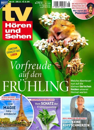 Titelbild der Ausgabe 8/2026 von TV Hören und Sehen. Diese Zeitschrift und viele weitere Programmzeitschriften als Abo oder epaper bei United Kiosk online kaufen.