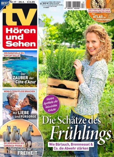 Titelbild der Ausgabe 17/2025 von TV Hören und Sehen. Diese Zeitschrift und viele weitere Programmzeitschriften als Abo oder epaper bei United Kiosk online kaufen.