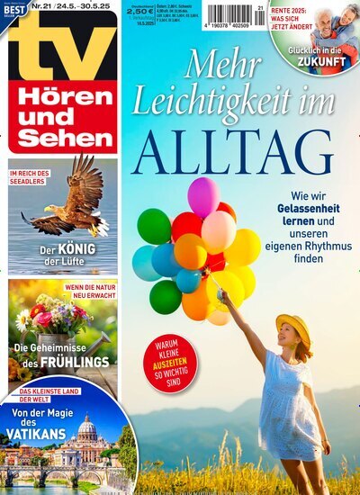 Titelbild der Ausgabe 21/2025 von TV Hören und Sehen. Diese Zeitschrift und viele weitere Programmzeitschriften als Abo oder epaper bei United Kiosk online kaufen.