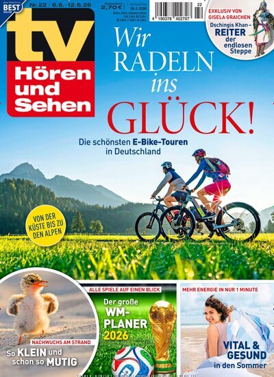 Titelbild der Ausgabe 22/2026 von TV Hören und Sehen. Diese Zeitschrift und viele weitere Programmzeitschriften als Abo oder epaper bei United Kiosk online kaufen.
