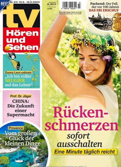 Titelbild der Ausgabe 23/2023 von TV Hören und Sehen. Diese Zeitschrift und viele weitere Programmzeitschriften als Abo oder epaper bei United Kiosk online kaufen.
