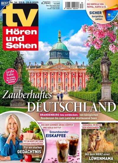 Titelbild der Ausgabe 34/2025 von TV Hören und Sehen. Diese Zeitschrift und viele weitere Programmzeitschriften als Abo oder epaper bei United Kiosk online kaufen.