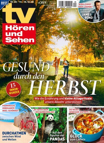 Titelbild der Ausgabe 40/2026 von TV Hören und Sehen. Diese Zeitschrift und viele weitere Programmzeitschriften als Abo oder epaper bei United Kiosk online kaufen.