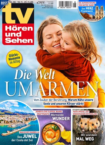 Titelbild der Ausgabe 46/2025 von TV Hören und Sehen. Diese Zeitschrift und viele weitere Programmzeitschriften als Abo oder epaper bei United Kiosk online kaufen.
