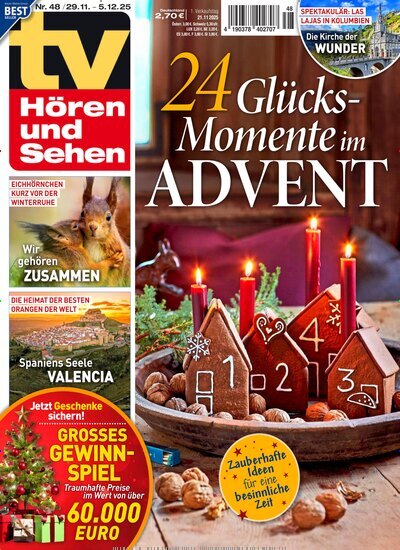 Titelbild der Ausgabe 48/2025 von TV Hören und Sehen. Diese Zeitschrift und viele weitere Programmzeitschriften als Abo oder epaper bei United Kiosk online kaufen.