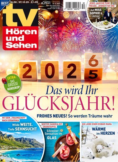 Titelbild der Ausgabe 52/2025 von TV Hören und Sehen. Diese Zeitschrift und viele weitere Programmzeitschriften als Abo oder epaper bei United Kiosk online kaufen.