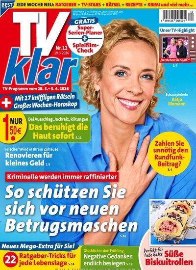 Titelbild der Ausgabe 12/2026 von TV Klar. Diese Zeitschrift und viele weitere Programmzeitschriften als Abo oder epaper bei United Kiosk online kaufen.