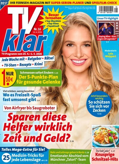 Titelbild der Ausgabe 16/2026 von TV Klar. Diese Zeitschrift und viele weitere Programmzeitschriften als Abo oder epaper bei United Kiosk online kaufen.