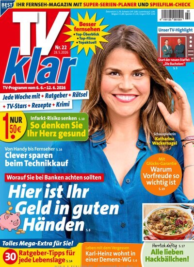 Titelbild der Ausgabe 22/2026 von TV Klar. Diese Zeitschrift und viele weitere Programmzeitschriften als Abo oder epaper bei United Kiosk online kaufen.
