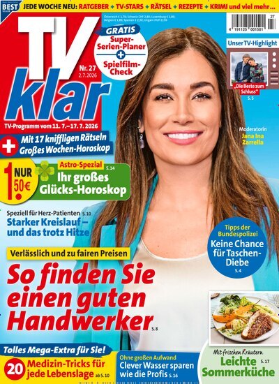 Titelbild der Ausgabe 27/2026 von TV Klar. Diese Zeitschrift und viele weitere Programmzeitschriften als Abo oder epaper bei United Kiosk online kaufen.