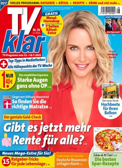 Titelbild der Ausgabe 28/2025 von TV Klar. Diese Zeitschrift und viele weitere Programmzeitschriften als Abo oder epaper bei United Kiosk online kaufen.